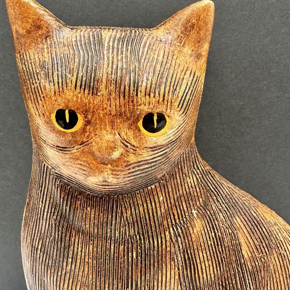 VTG Chalkware Kitty Cat Statue Sculpture 9” MCM Detailed Figurine Mid Century - Picture 2 of 8